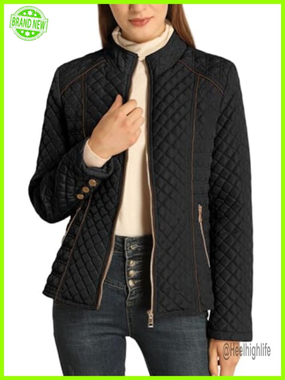 Women's Quilted Puffer Jacket Packable Fleece Lined Coat Spring Winter